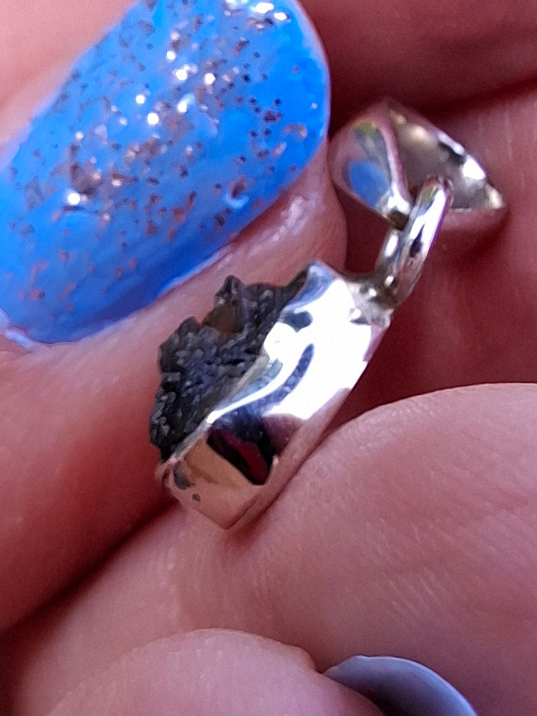 Moldavite Pendant, 925 Silver, Tektite (Ref: P37)