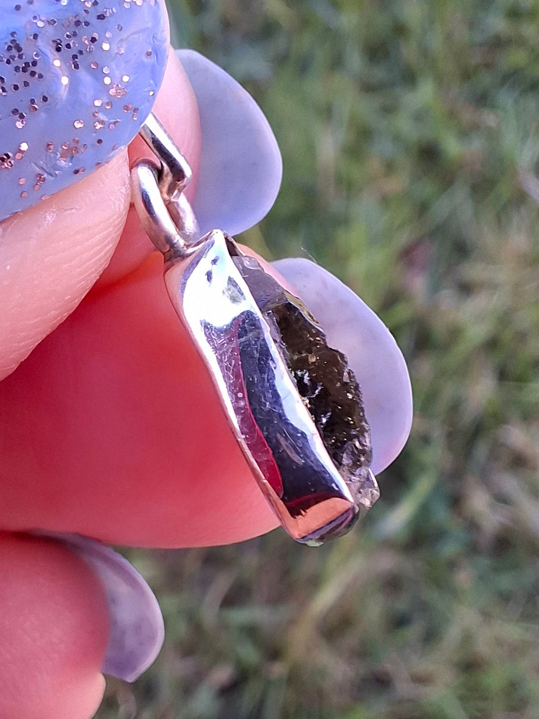 Moldavite Piece, 925 Silver, Tektite (Ref: P90)