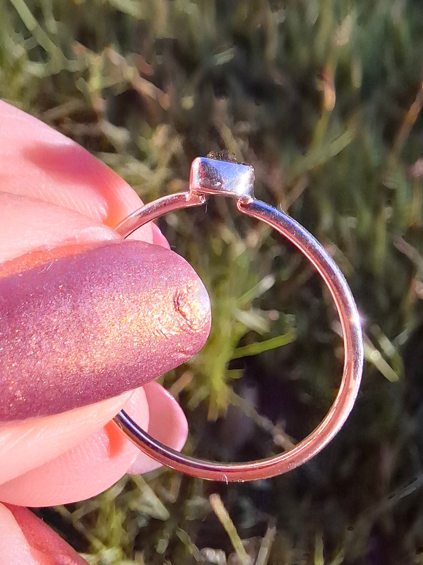 Moldavite Ring, size small T, 925 silver, Tektite (Ref: 56)