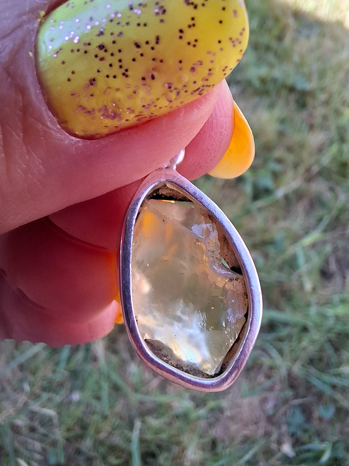 Libyan Desert Glass Pendant, 925 Silver, Tektite (Ref: LP112)