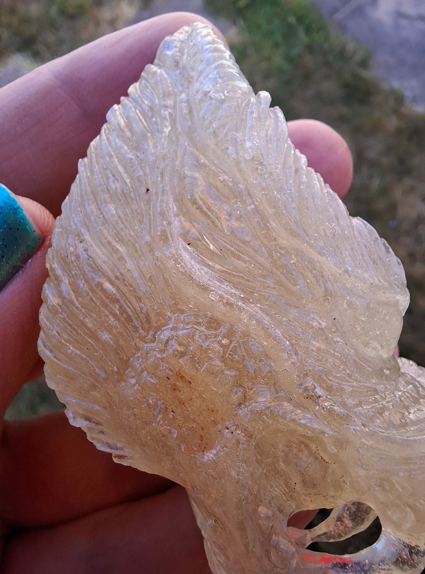 Libyan Desert Glass DRAGON HEAD Carving, 75.84g, Tektite (Ref: Dragon1)
