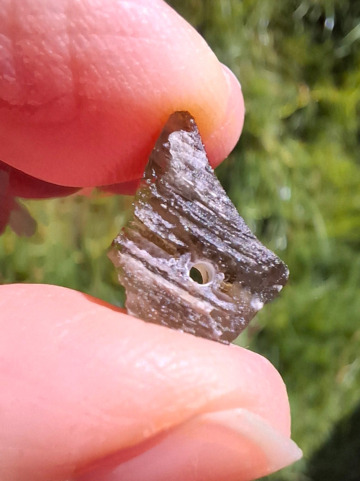DRILLED, Moldavite Piece, 0.80g, Tektite (Ref: D24)