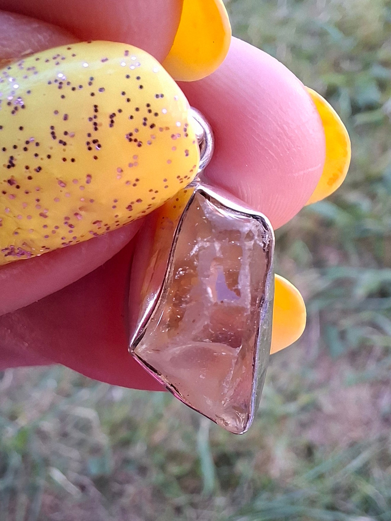 Libyan Desert Glass Pendant, 925 Silver, Tektite (Ref: LP97)