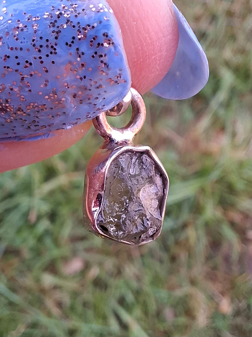 Moldavite Pendant, 925 Silver, Tektite (Ref: P49)