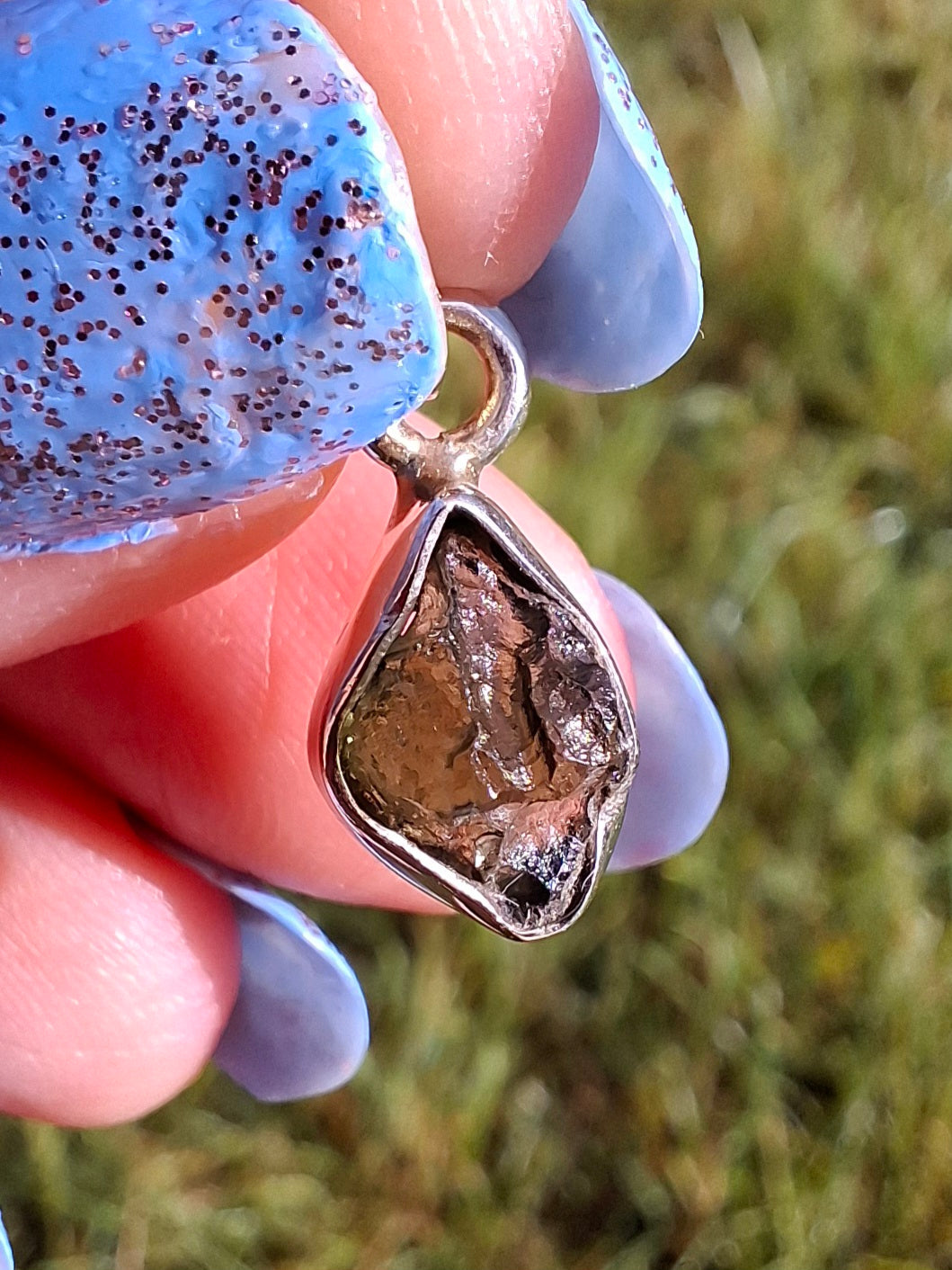 Moldavite Pendant, 925 Silver, Tektite (Ref: P45)