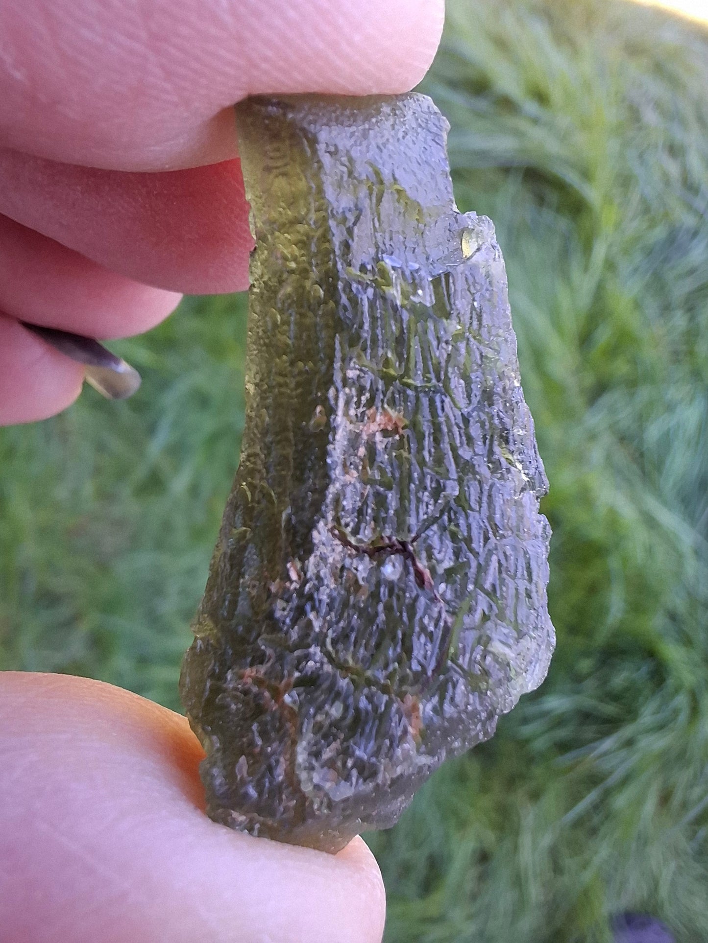 Moldavite Piece, NESMEN, 8.04g, Tektite (Ref: 1377)