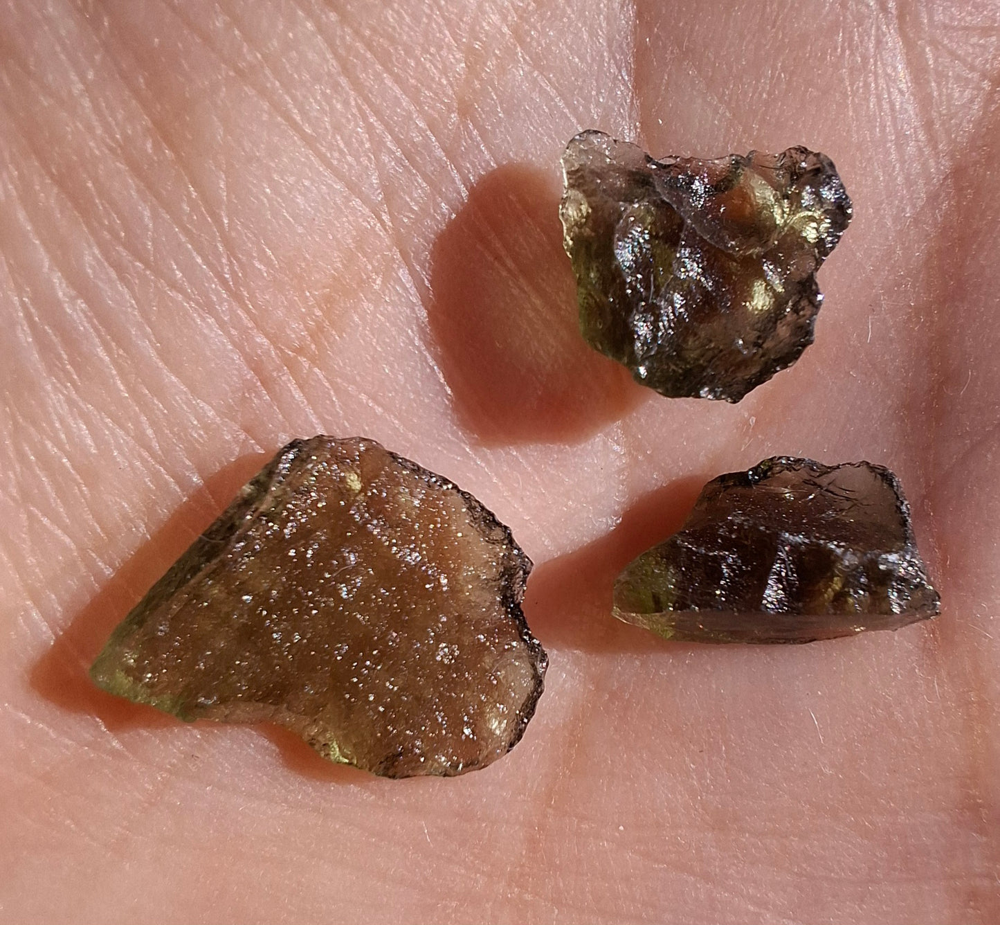Moldavite chip Bundle, 1g, 3 pcs, Tektite (MB44)