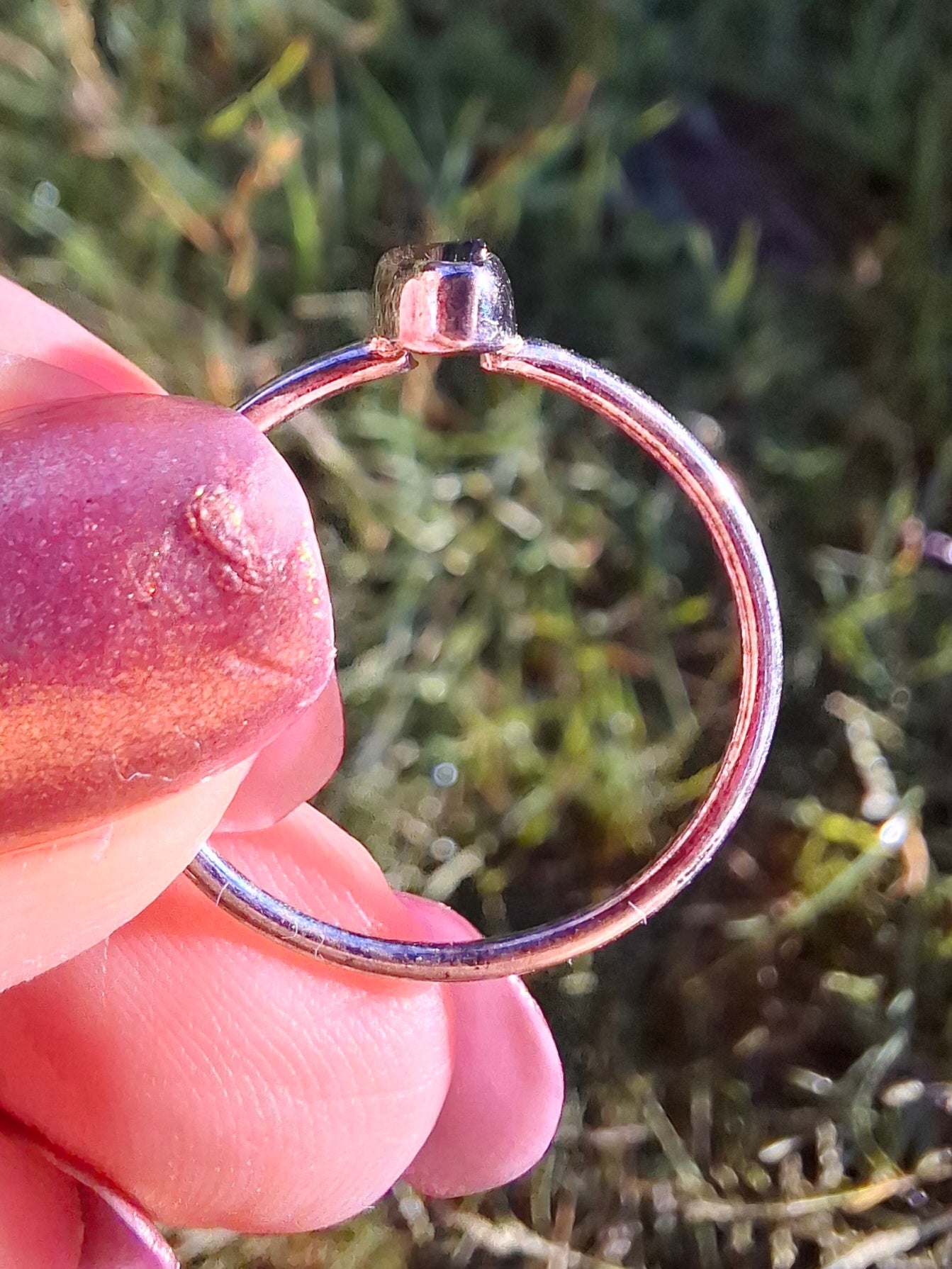 Moldavite Ring, size large Q, 925 Silver, Tektite (Ref: R47)