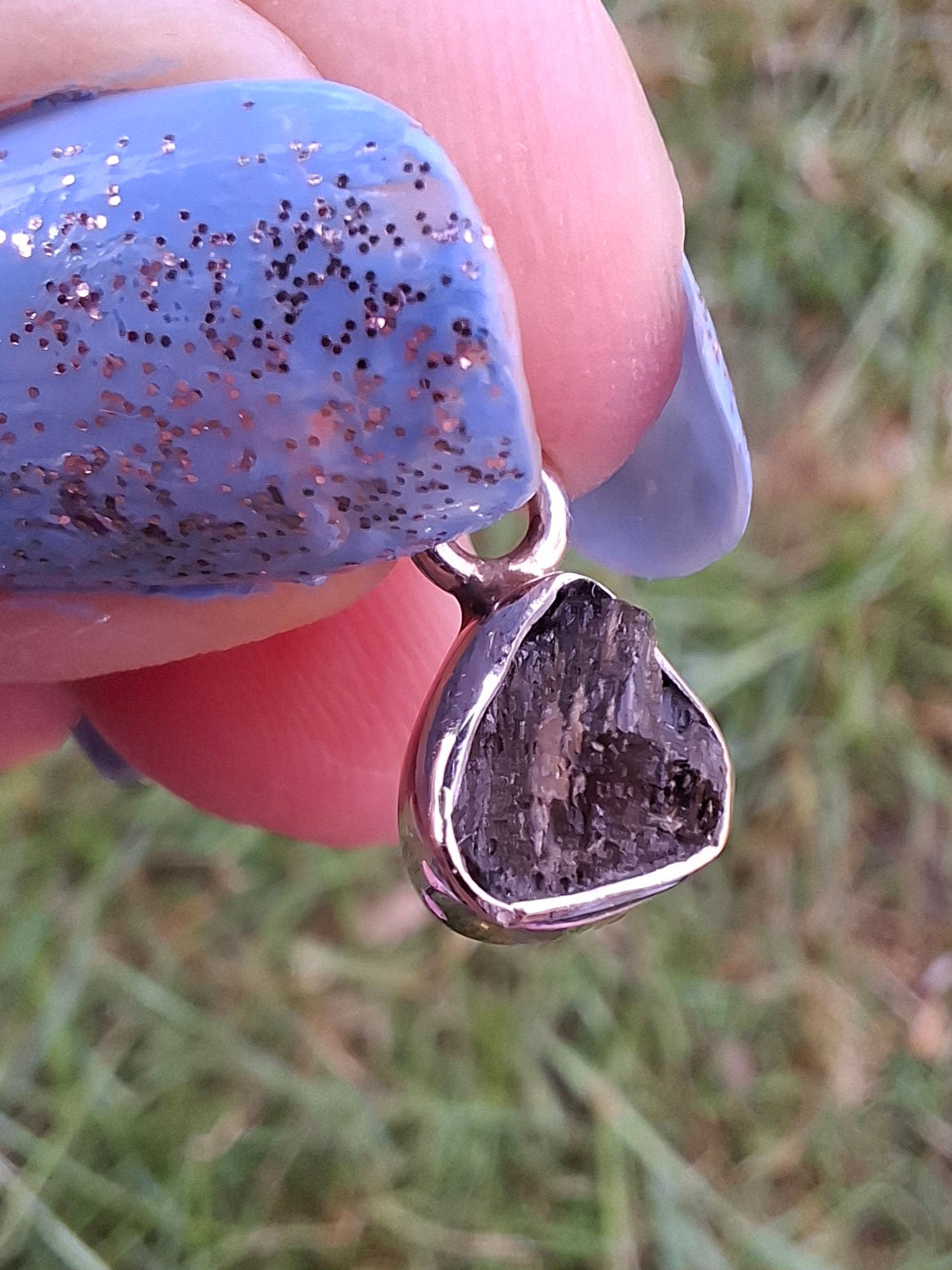 Moldavite Pendant, 925 Silver, Tektite (Ref: P57)