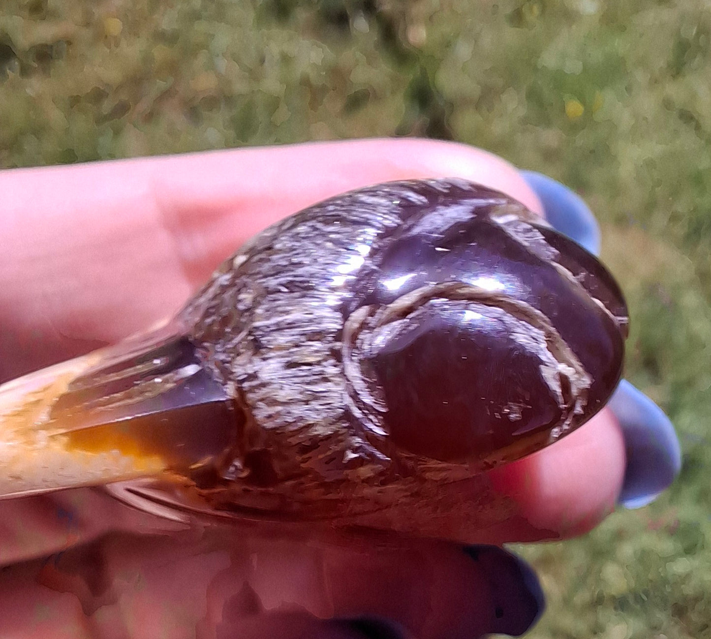 Red Amber Honey Bee Carving, 8.34g, Fossil (Ref: Bee38)