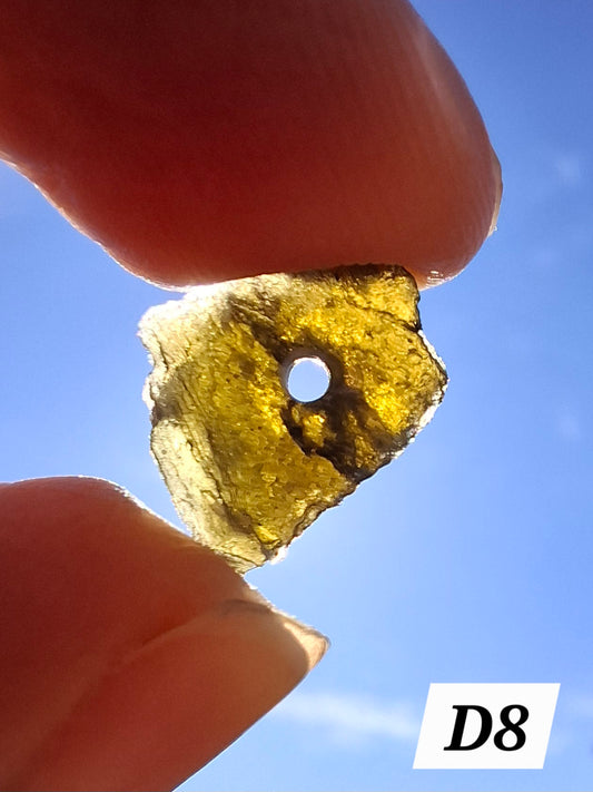 DRILLED Moldavite Piece, 0.92g, Tektite (Ref: D8)