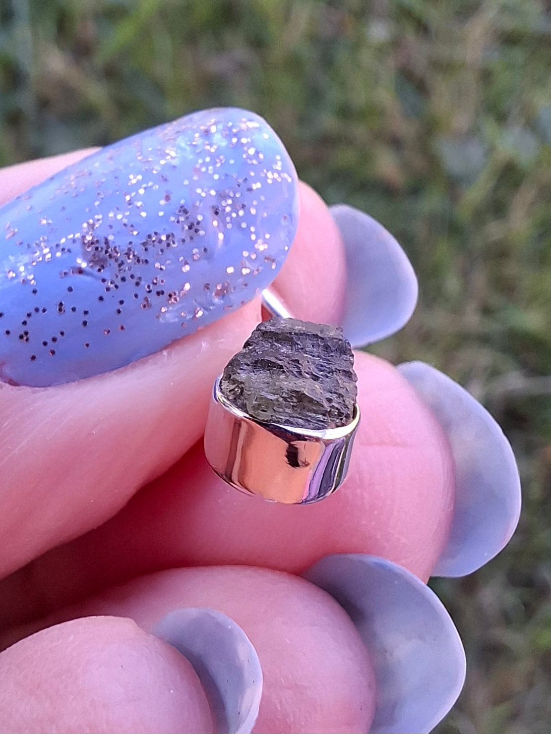 Moldavite Pendant, 925 Silver, Tektite (Ref: P89)