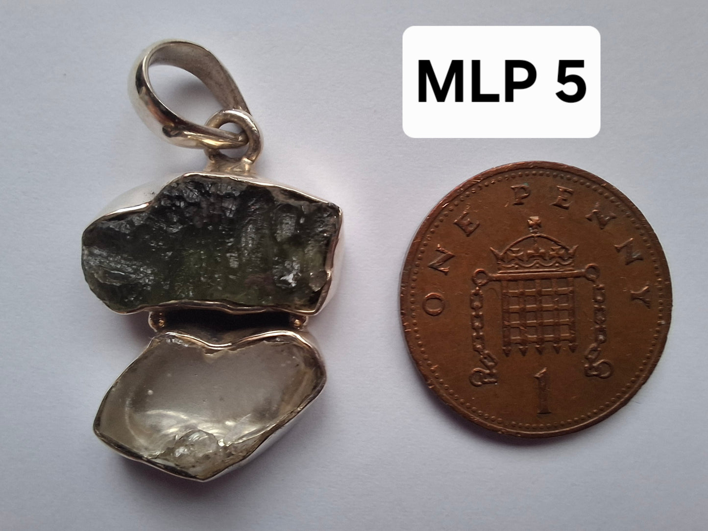 Moldavite & Libyan Desert Glass Pendant, 925 Silver, Tektite (Ref: MLP5)