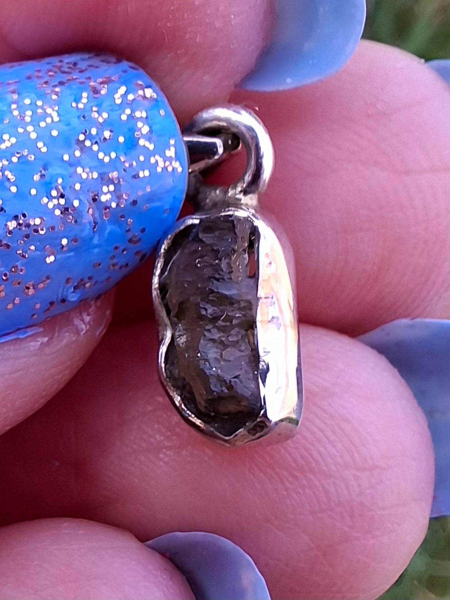 Moldavite Pendant, 925 Silver, Tektite (Ref: P39)