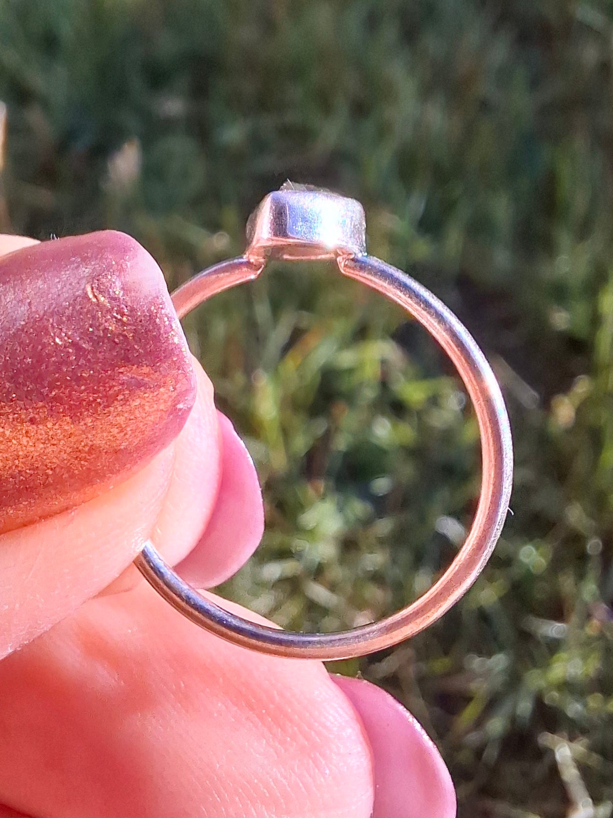 Moldavite's Ring, size large L/small M, 925 Silver, Tektite (Ref: R36)