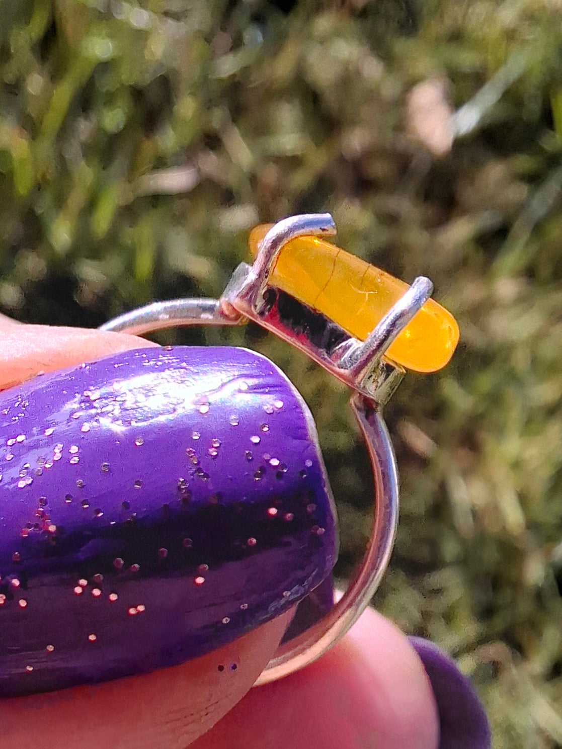 Baltic Amber Ring, size large K/small L, 925 Silver, Fossil (Ref: AR1)