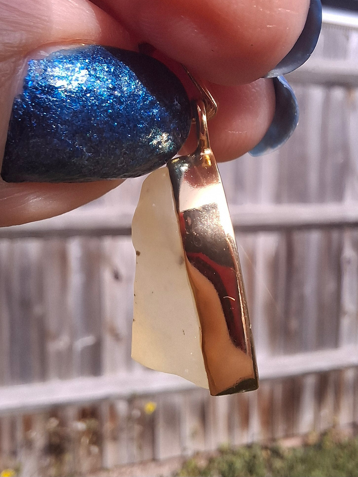 Libyan Desert Glass Pendant, 14K GOLD Plated, Tektite (Ref: LP123)
