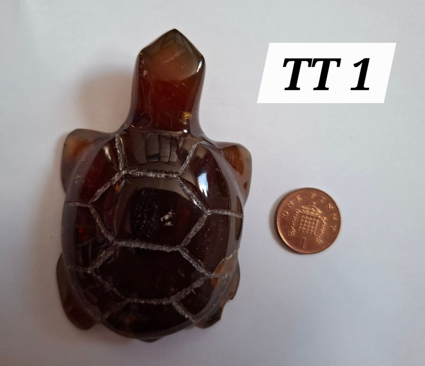 Red Amber Turtle, 49.15g, Carving, Fossil (Ref: TT1)