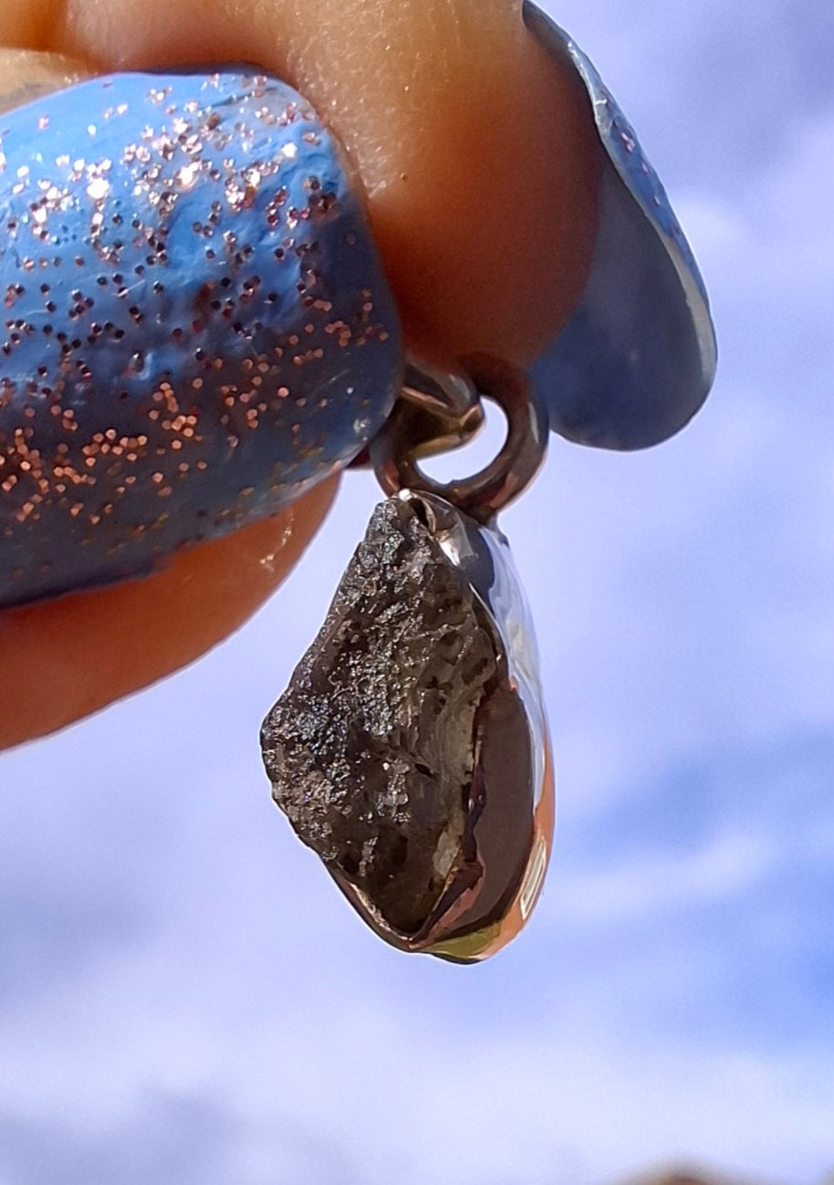 Moldavite Pendant, 925 Silver, Tektite (Ref:P41)