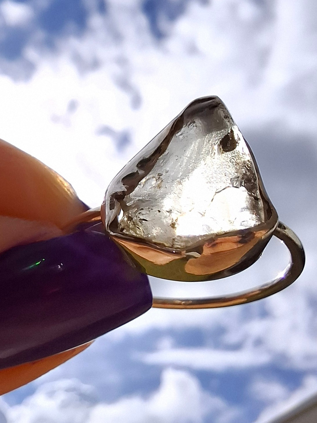 Libyan Desert Glass Ring, size U, 925 Silver, Tektite (Ref: LR52)