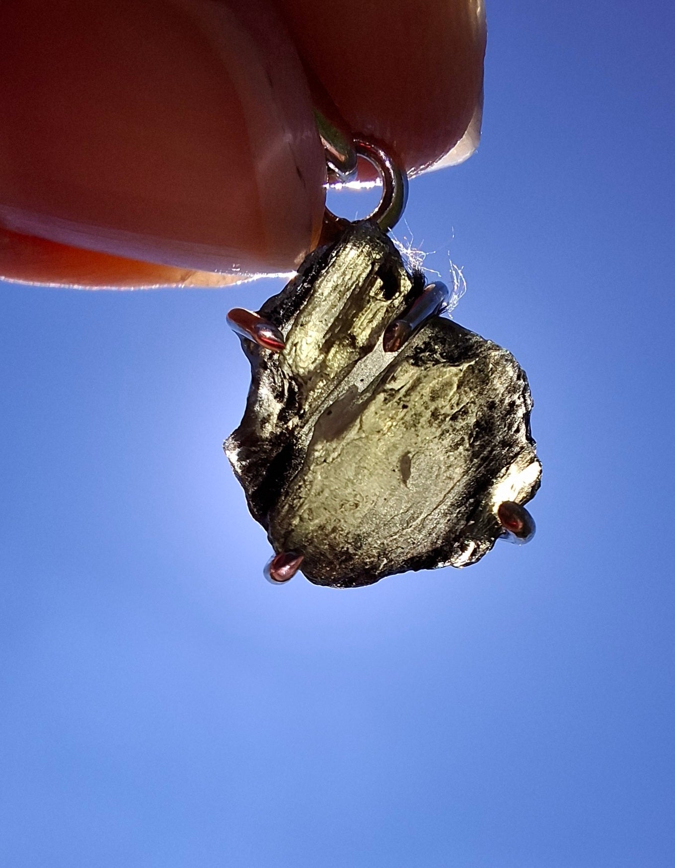 Moldavite Claw Pendant, 925 Silver, Tektite (Ref: P26)