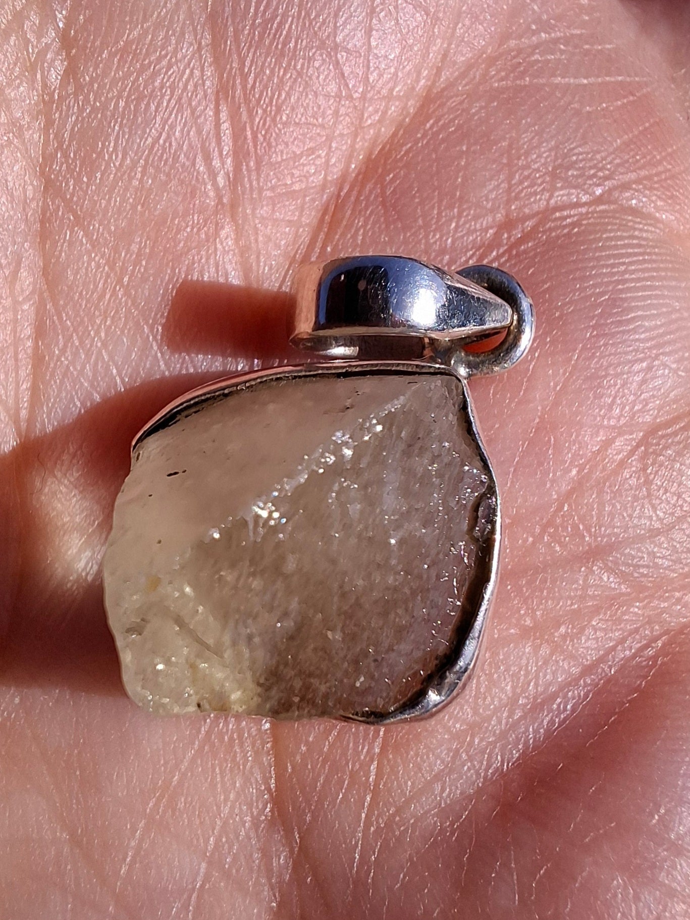 Libyan Desert Glass Pendant, 925 Silver, Tektite (Ref: LP104)