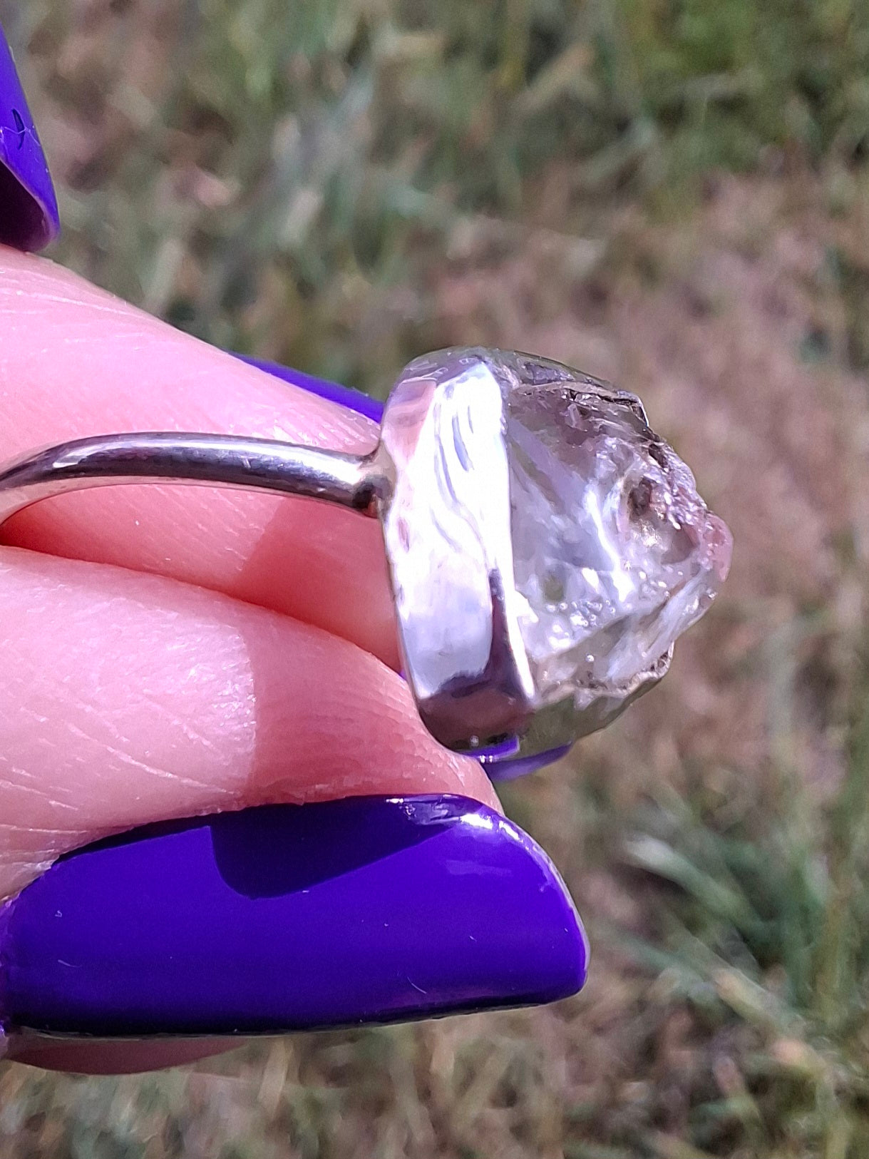 Libyan Desert Glass Ring, size L, 925 Silver, Tektite (Ref: LR18)
