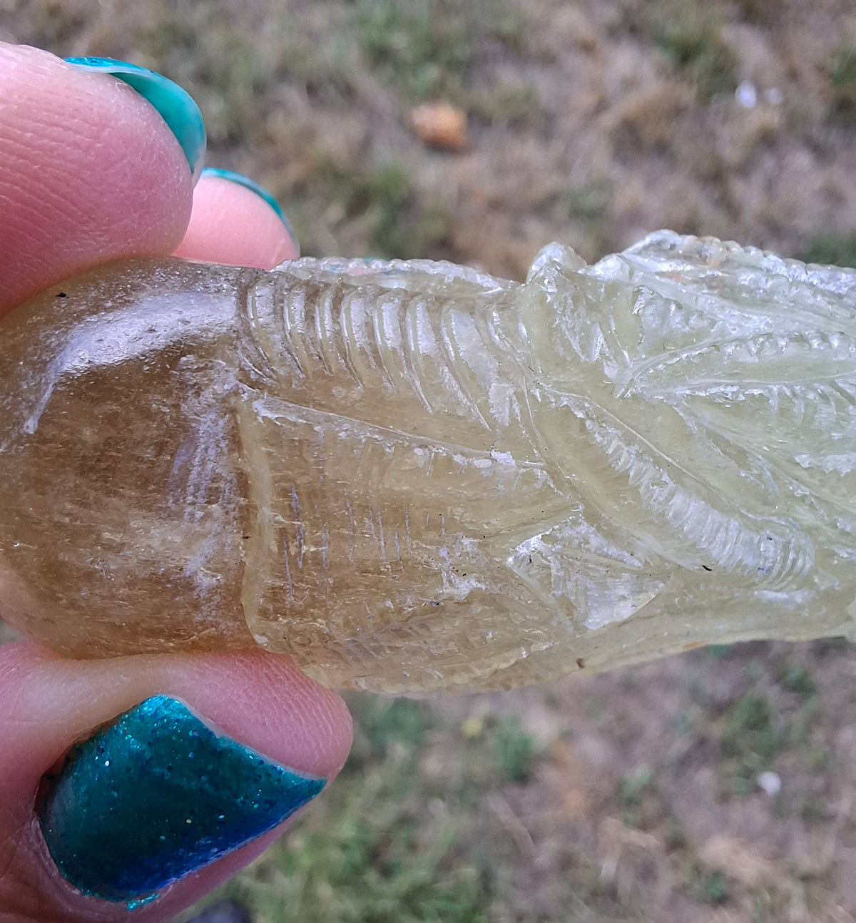 Libyan Desert Glass DRAGON HEAD carving, 48.11g, Tektite (Ref: Dragon4)