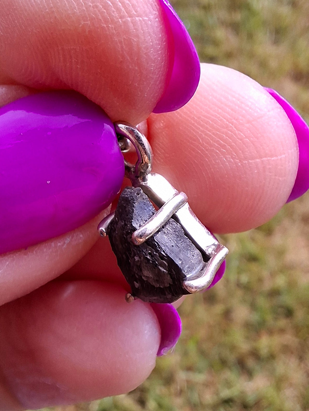 Moldavite Claw Pendant, 925 Silver, Tektite (Ref: P18)