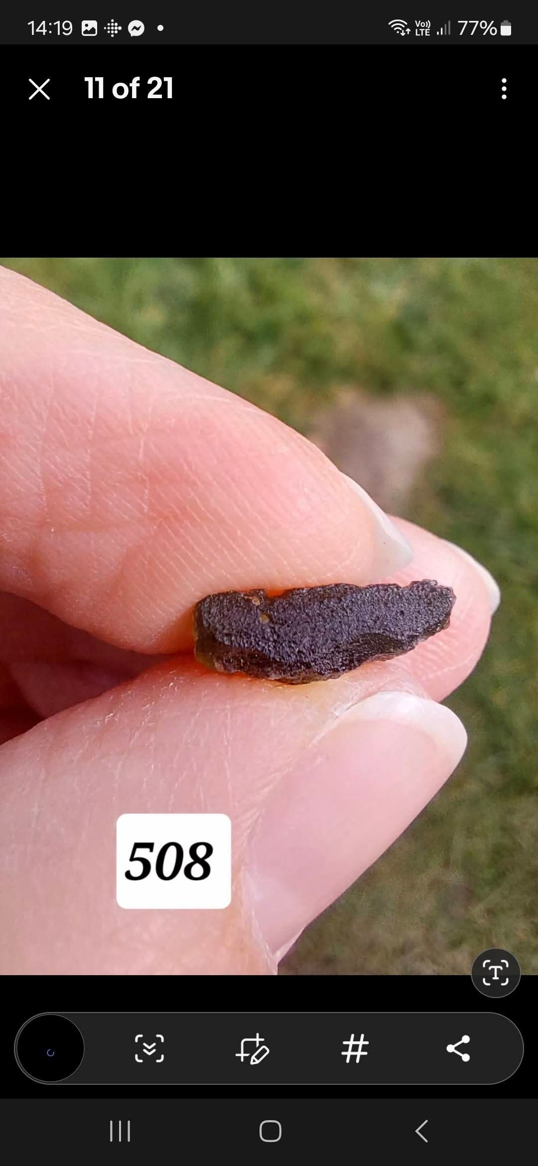 Moldavite Piece, 0.72g, Tektite (Ref: 508)