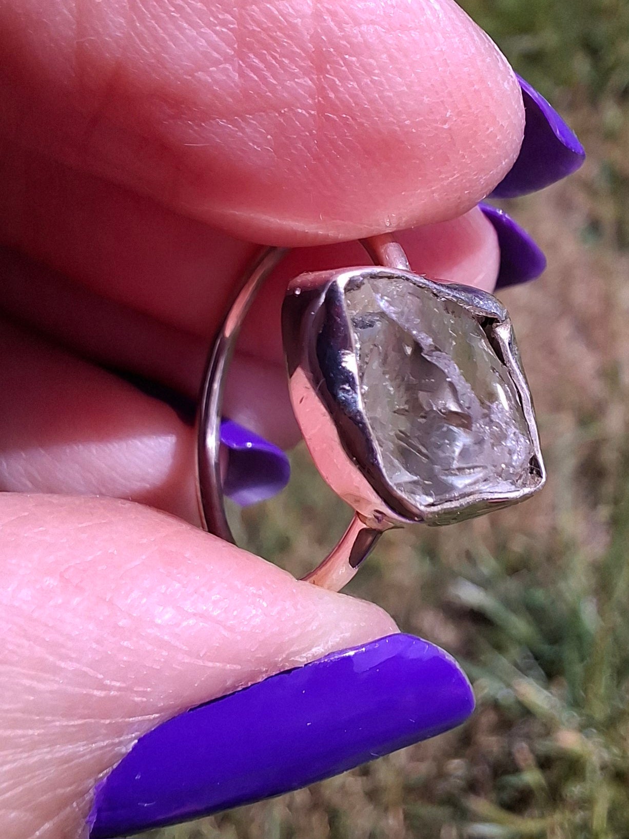 Libyan Desert Glass Ring, size L, 925 Silver, Tektite (Ref: LR18)