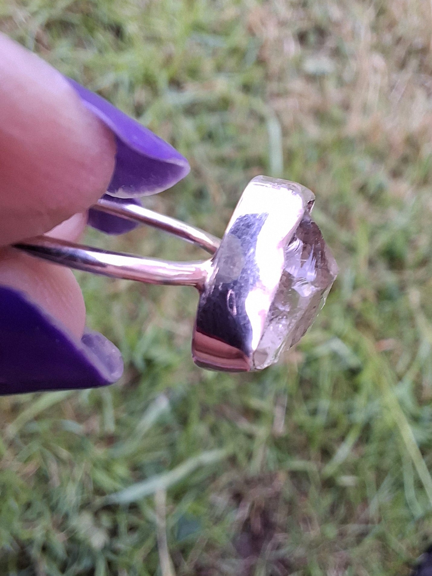 Libyan Desert Glass Ring, size large V, 925 Silver, Tektite (Ref: LR56)