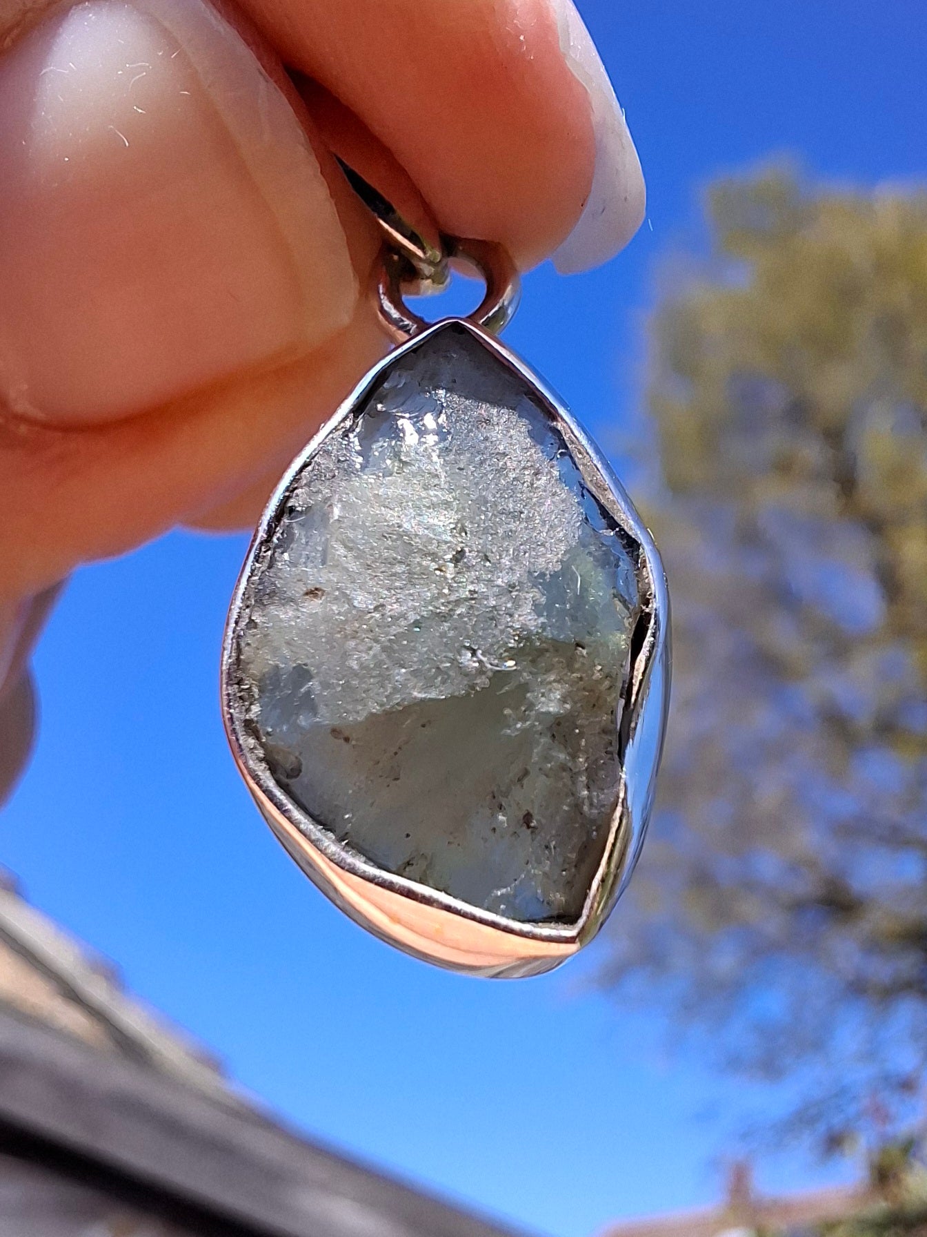 Moldavite Pendant, 925 Silver, Tektite (Ref: P10)