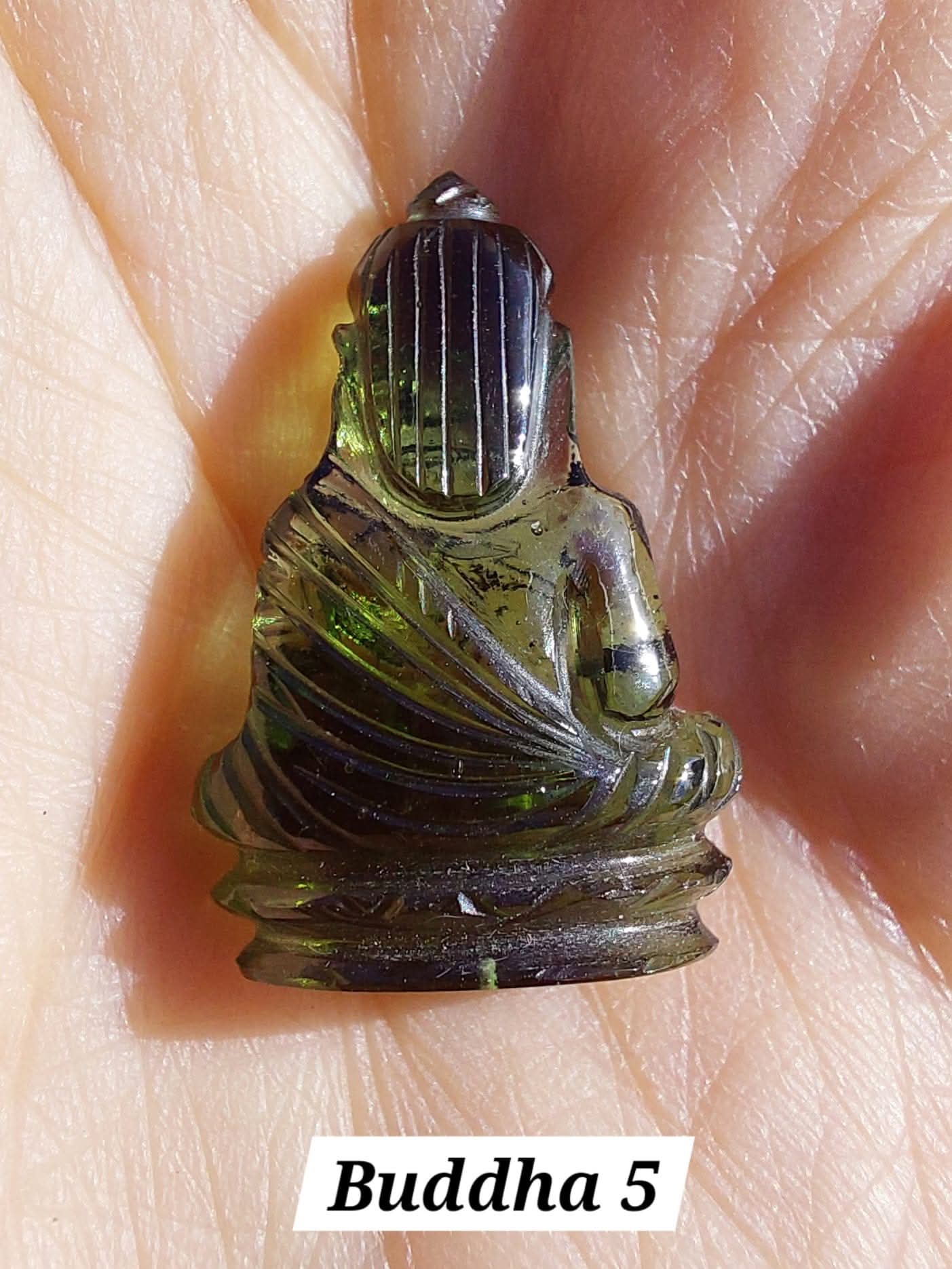 Moldavite BUDDHA Carving, 3.00g, Tektite (Ref: Buddha5)