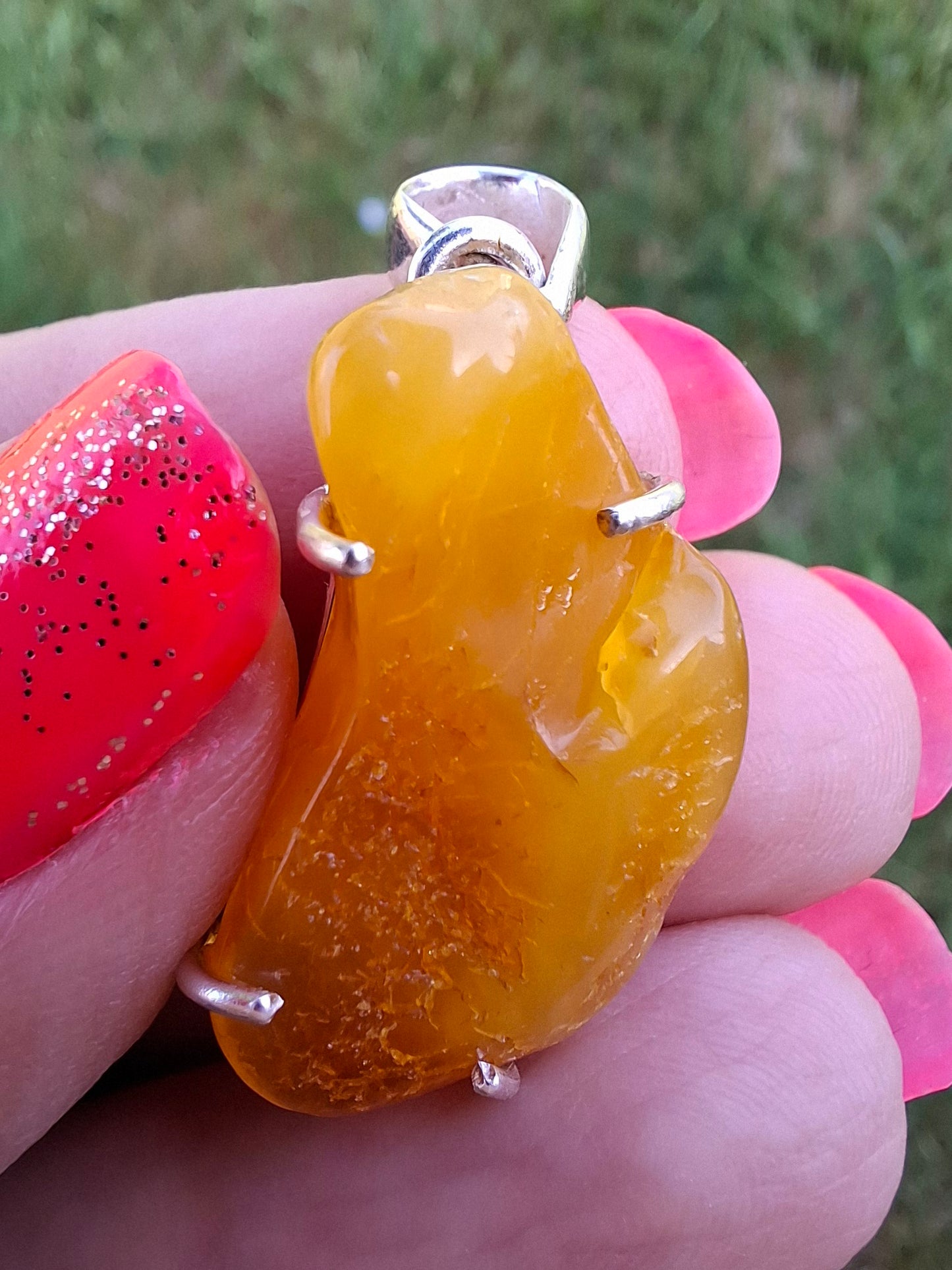 Baltic Amber Pendant, 925 Silver, Fossil (Ref: AP7)