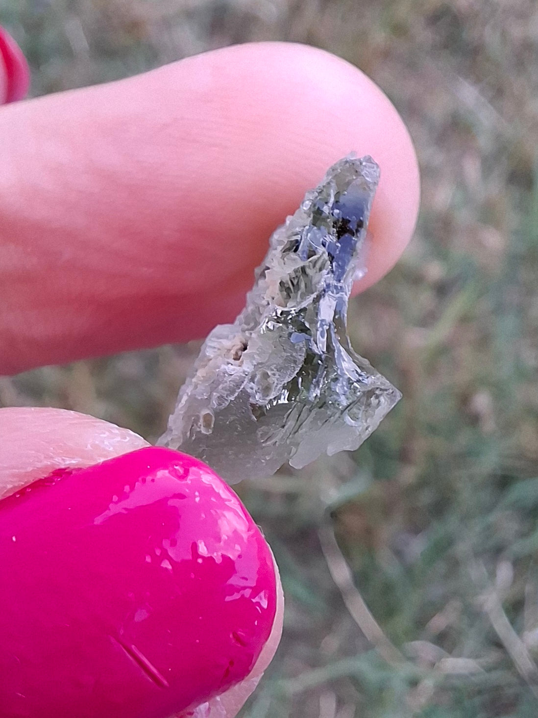 Moldavite Piece, SNOWFLAKE, FROSTED, BRUSNA, 0.92g, Tektite (Ref: 1499)