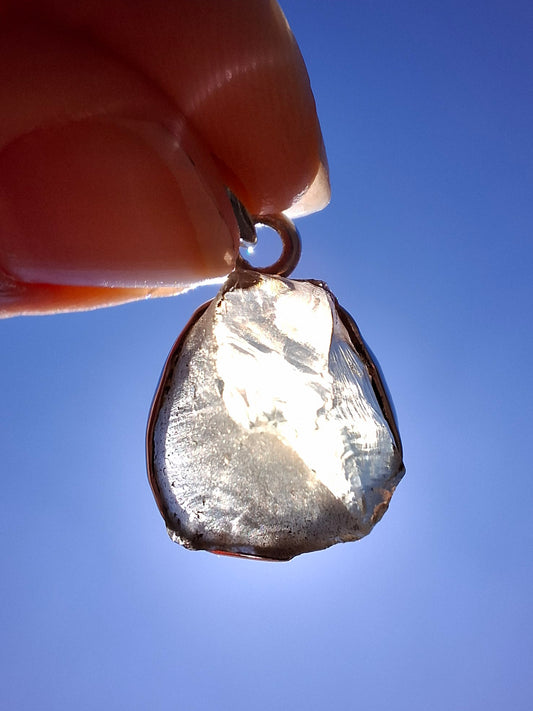 Libyan Desert Glass Pendant, 925 Silver, Tektite (Ref: LP76)