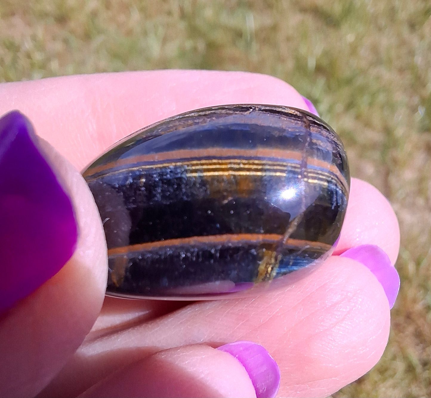 Blue Tigers Eye, Tumble Stone, Crystal (Ref: T24)