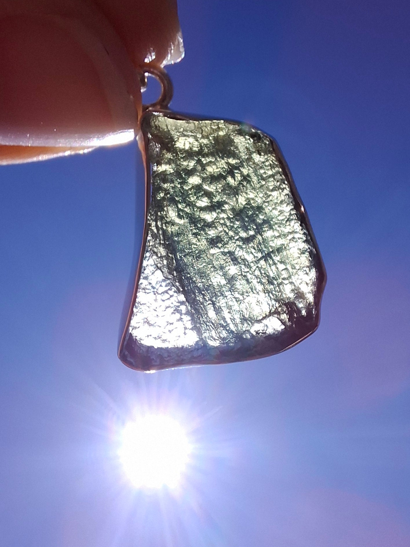 Moldavite Pendant, 925 Silver, Tektite (Ref: P432)