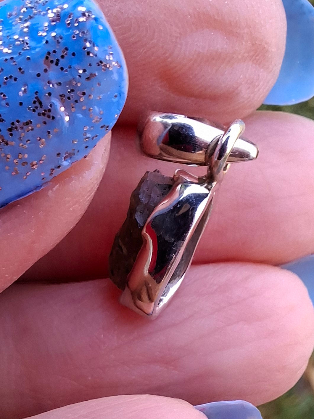 Moldavite Pendant, 925 Silver, Tektite (Ref:P41)