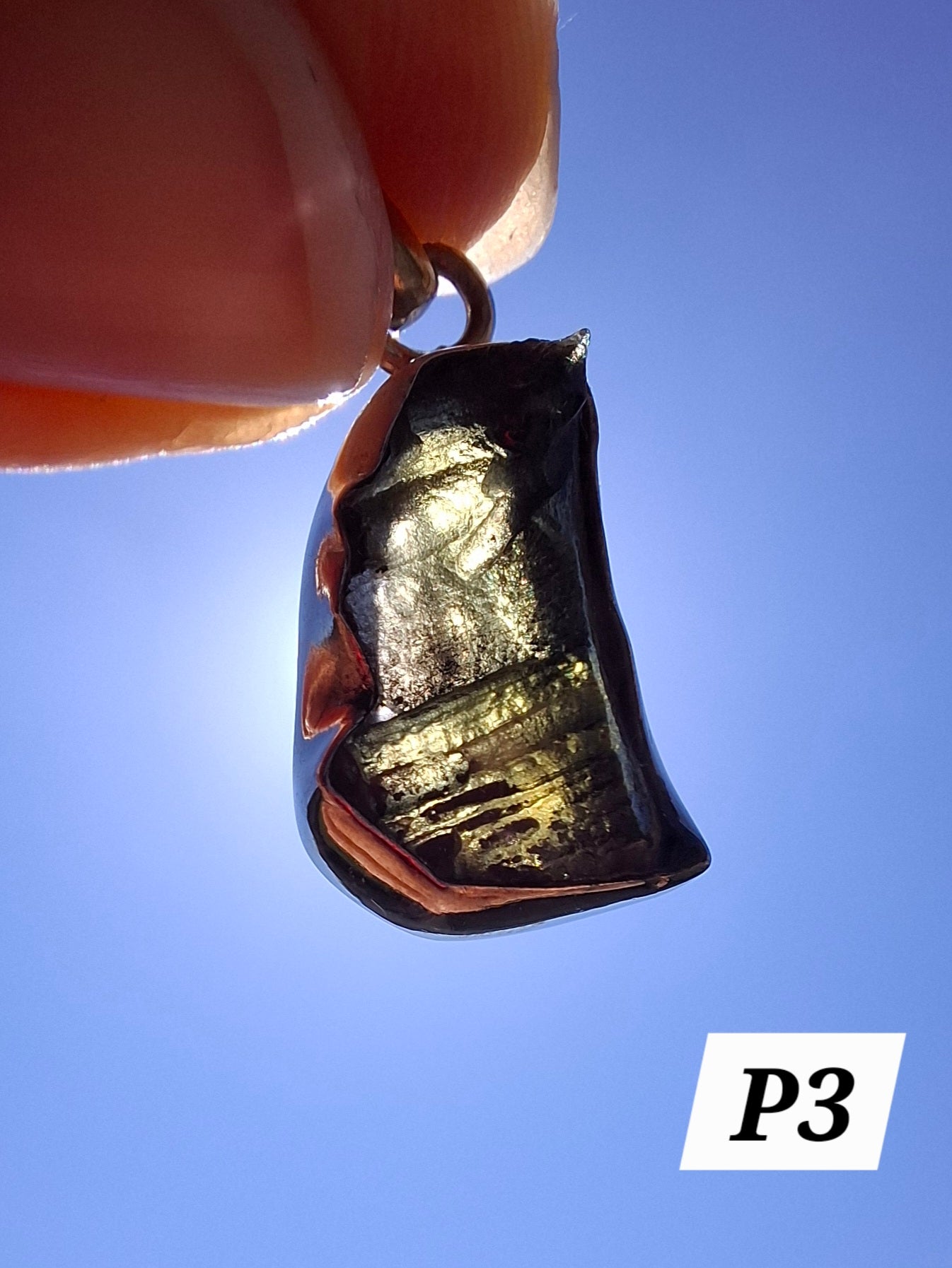 Moldavite Pendant, 925 silver, Tektite (Ref: P3)