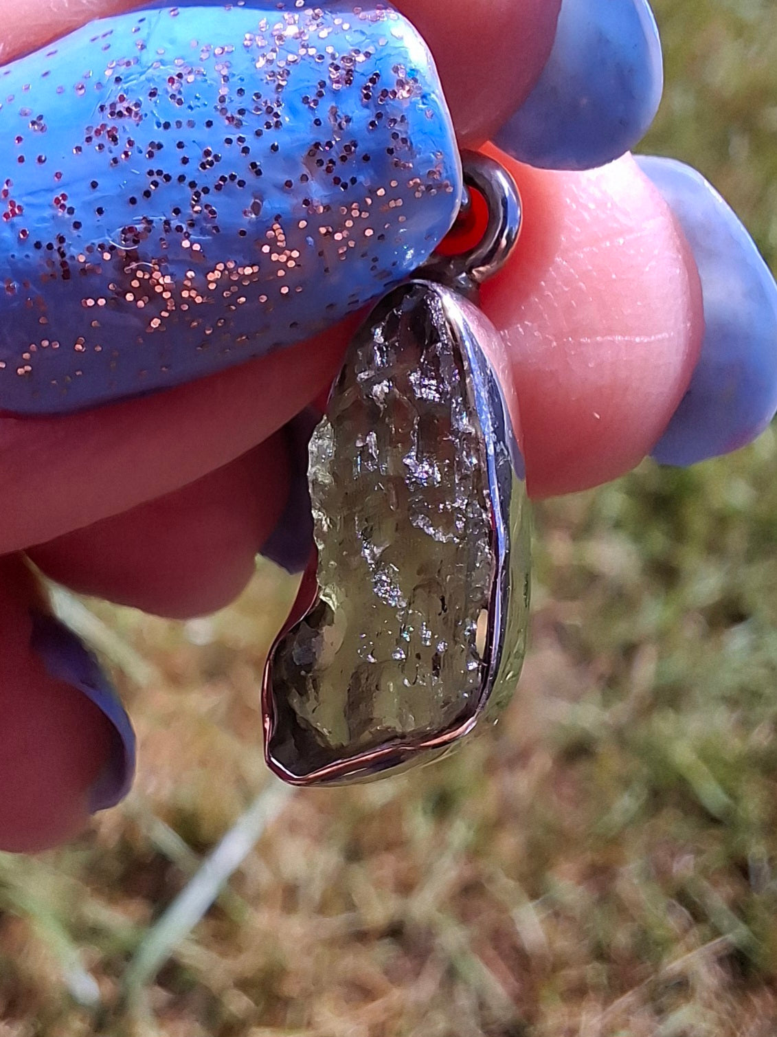 Moldavite Pendant, 925 Silver, Tektite (Ref: P94)