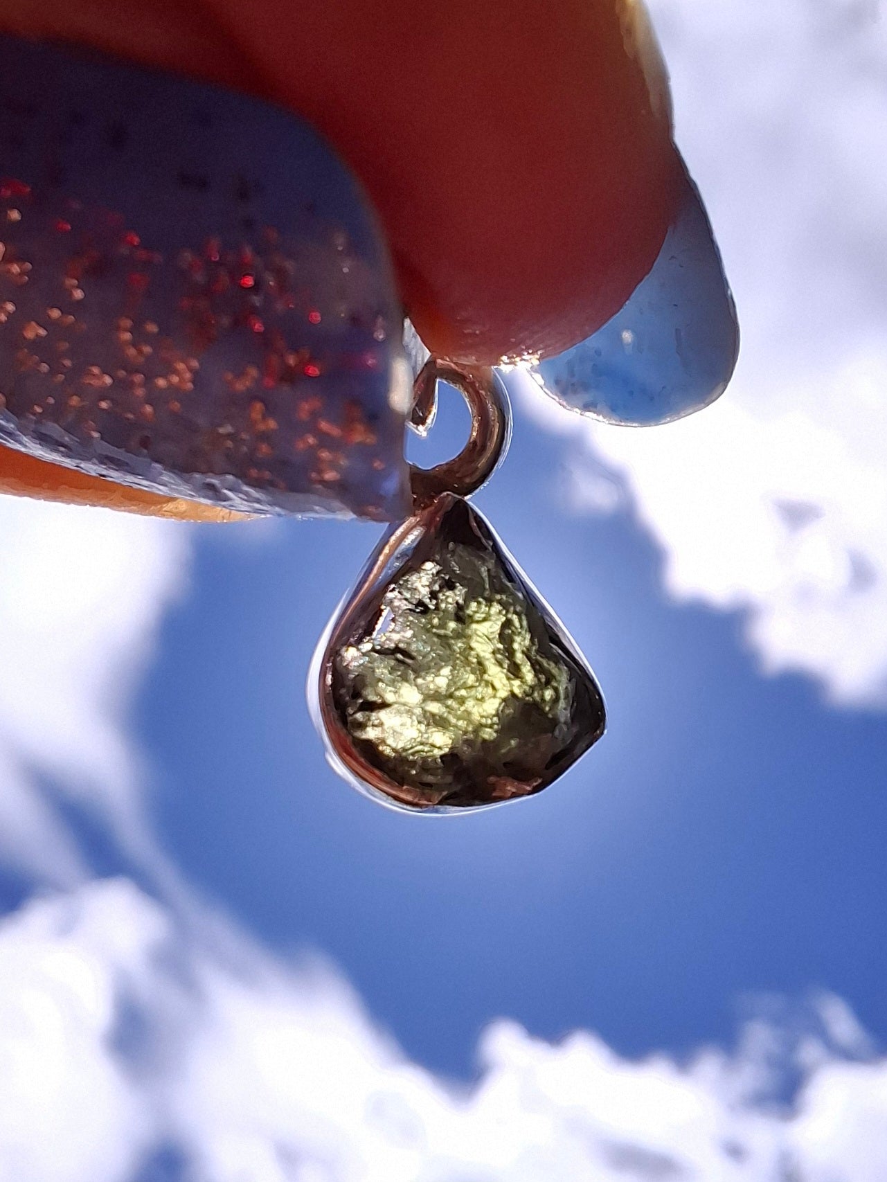 Moldavite Pendant, 925 Silver, Tektite (Ref: P85)
