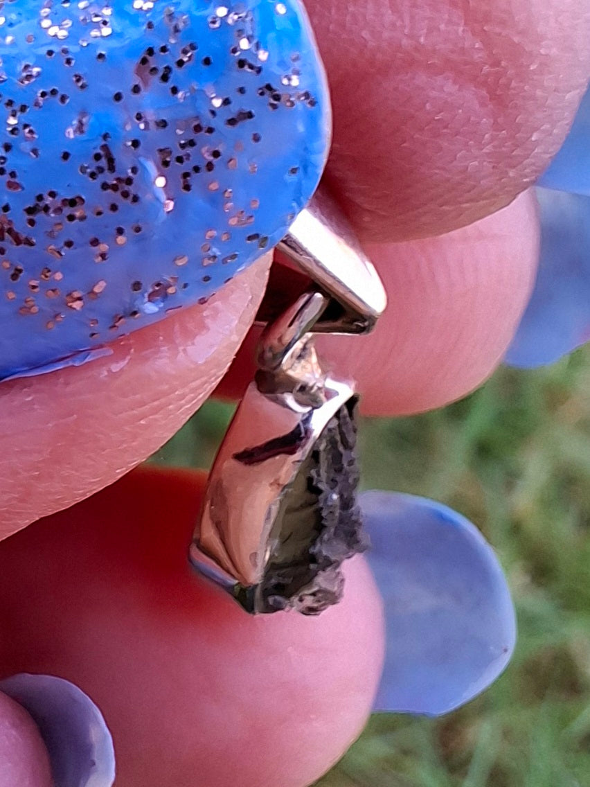 Moldavite Pendant, 925 Silver, Tektite (Ref: P55)