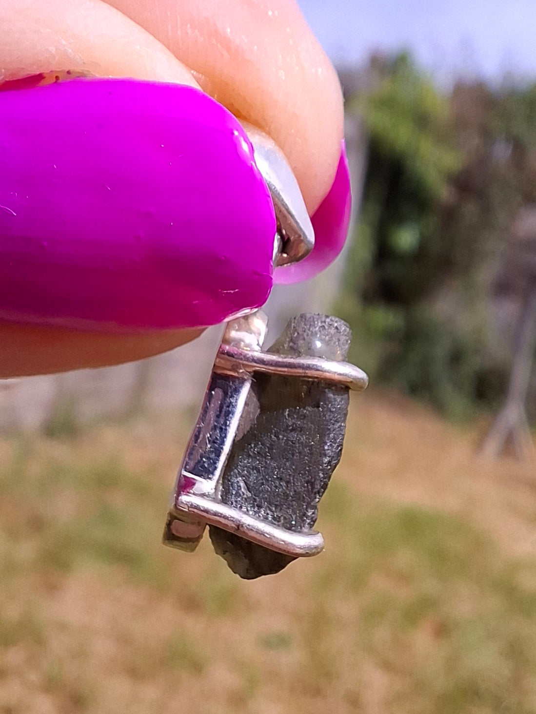 Moldavite Claw Pendant, 925 Silver, Tektite (Ref: P19)