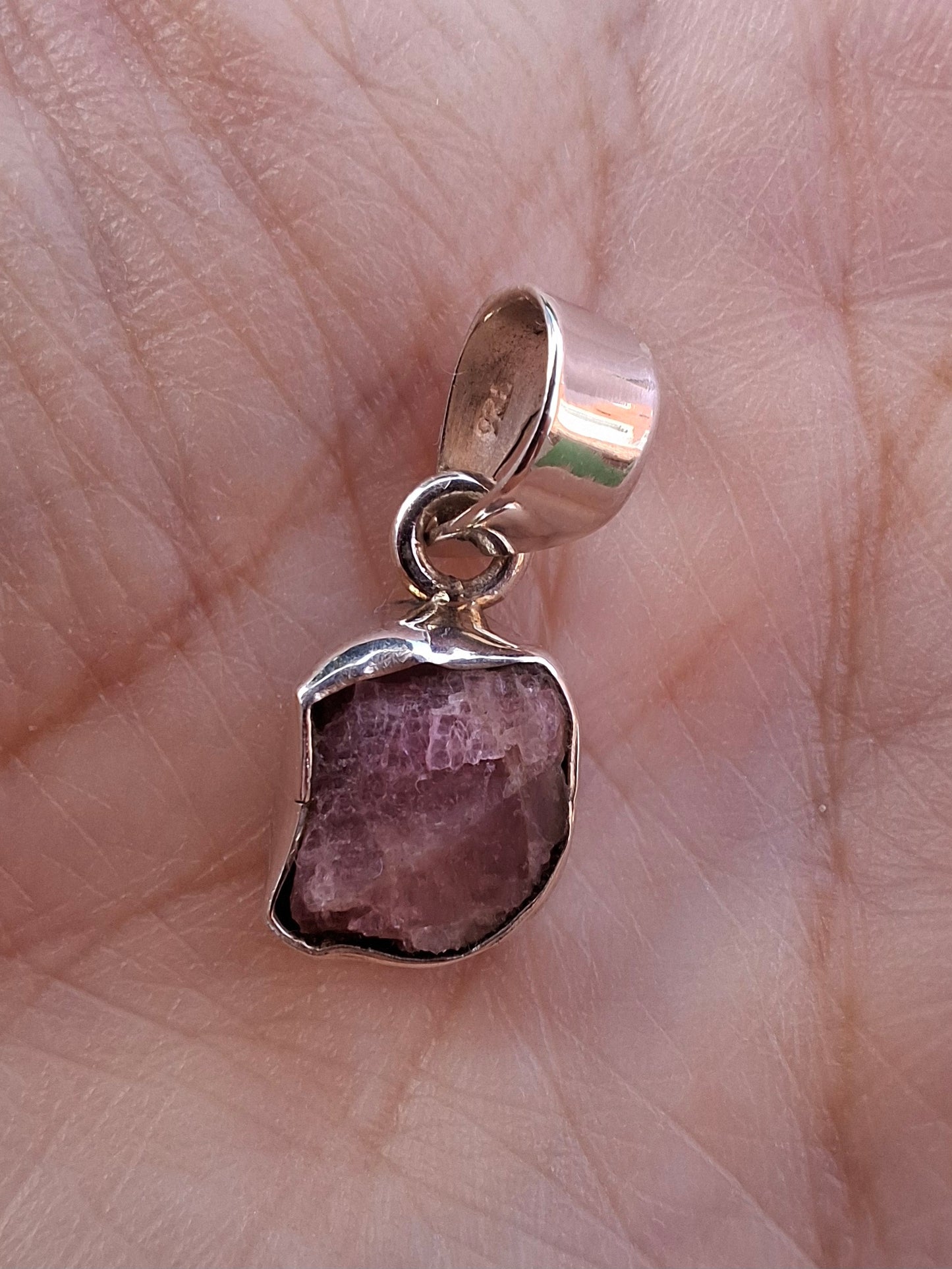 Pink Tourmaline Pendant, 925 Silver, Crystal (Ref: PT82)