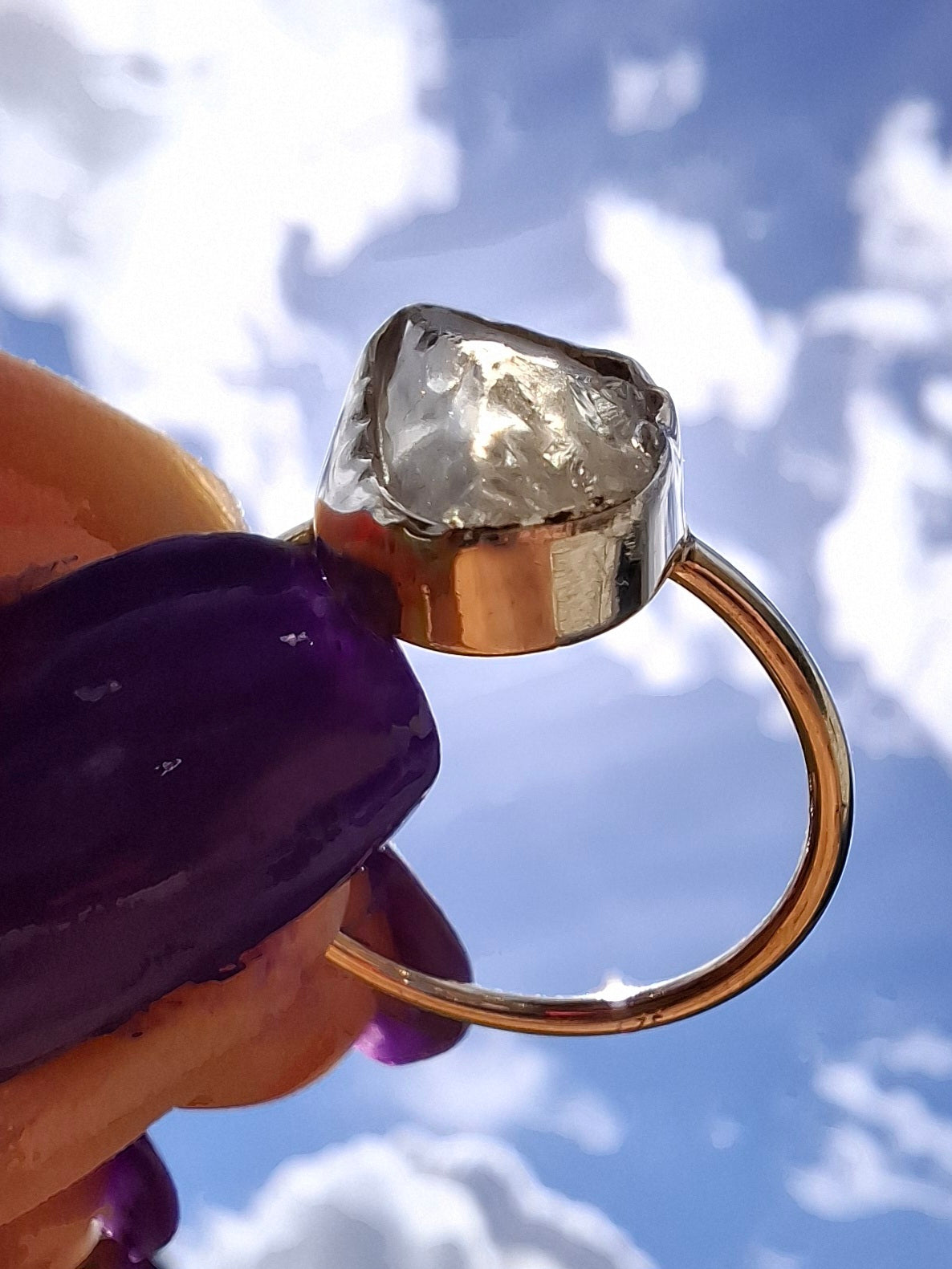 Libyan Desert Glass Ring, size large P, 925 Silver, Tektite (Ref: LR34)