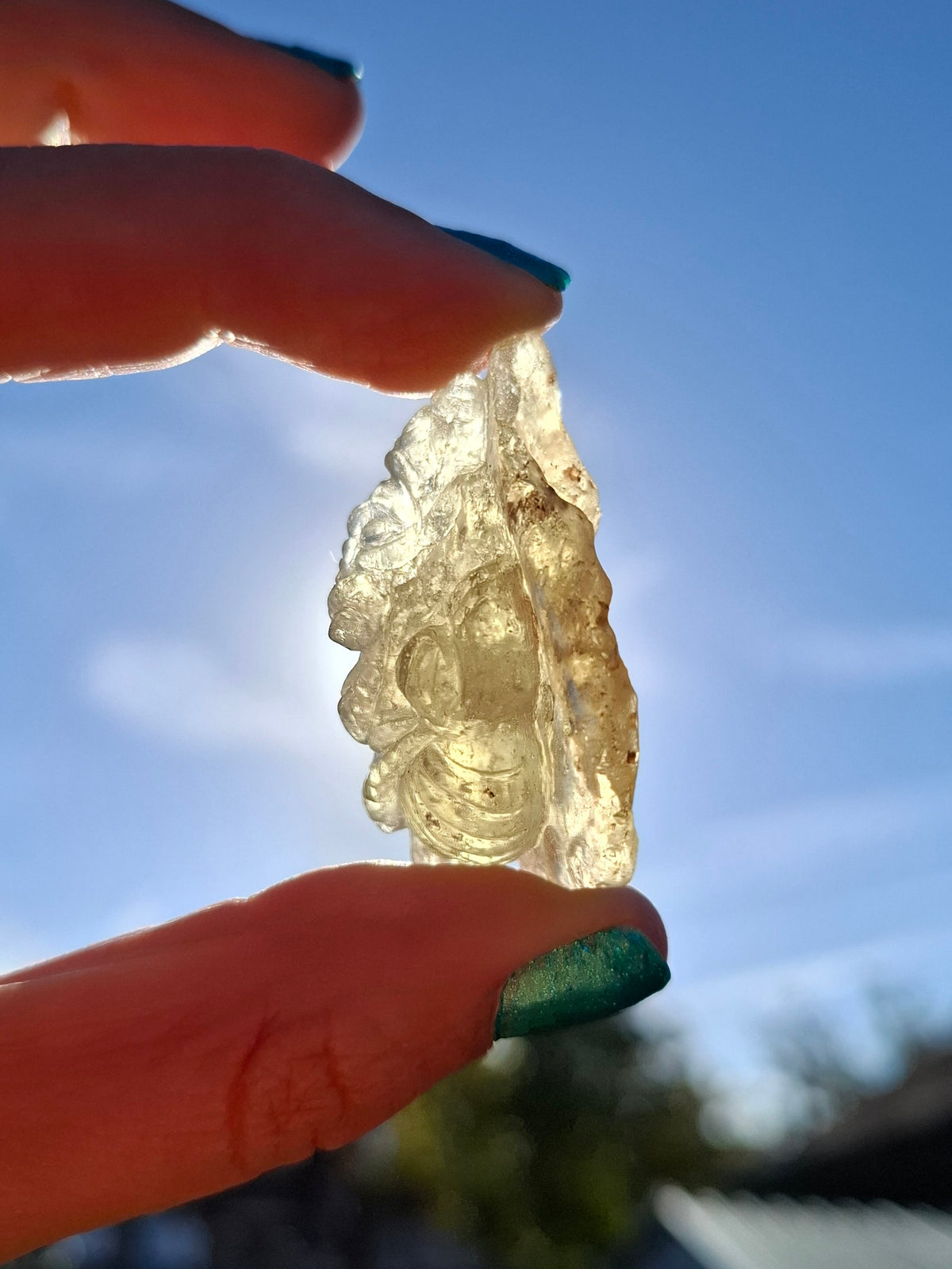 Libyan Desert Glass GANESHA carving, 18.39g, Tektite (Ref: Ganesha3)