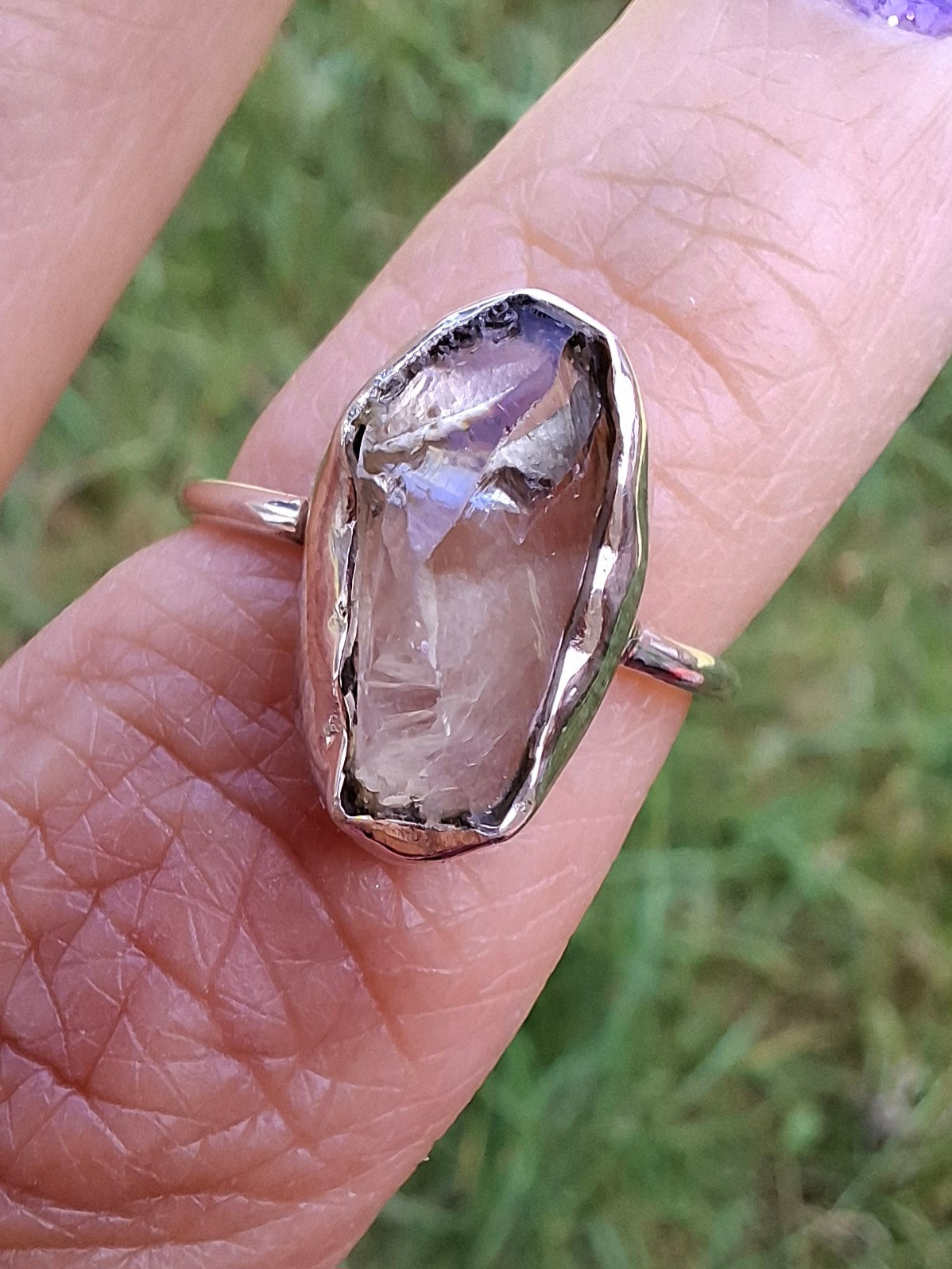 Libyan Desert Glass Ring, size K, 925 Silver, Tektite 🌈 (Ref: LR12)