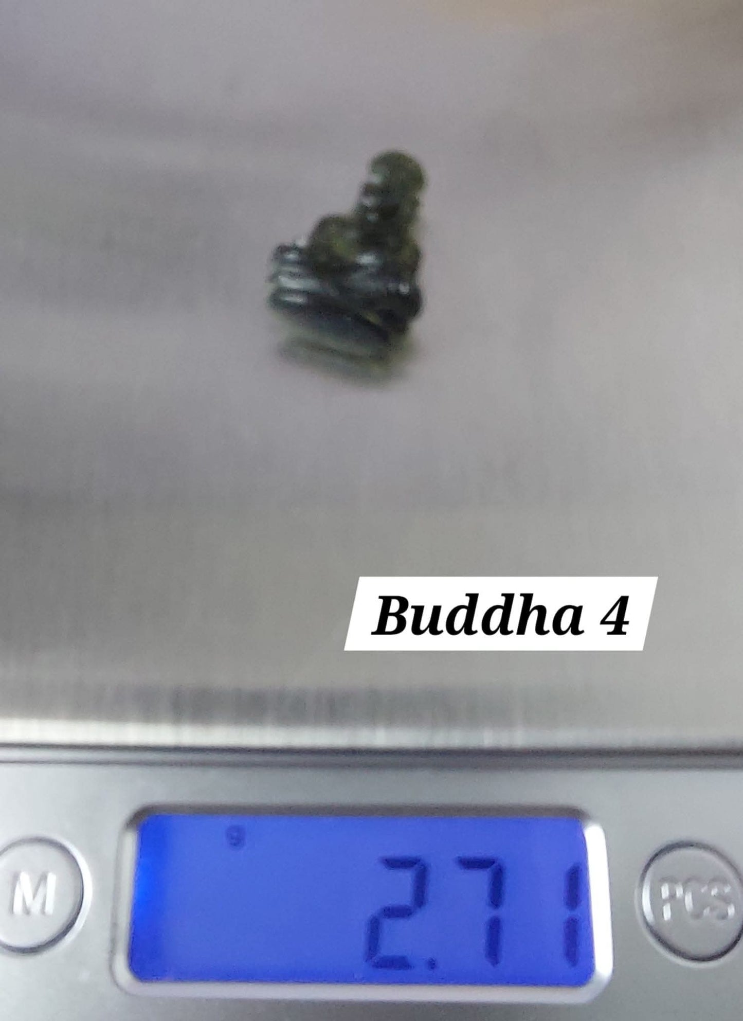 Moldavite BUDDHA Carving, 2.71g, Tektite (Ref: Buddha4)